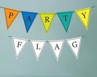 Cute Party Flag PDF. Bunting banner. 8.5*11 inch