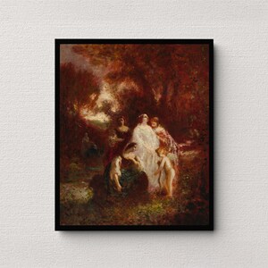 Figures in the Woods (1862) | Adolphe Monticelli | Dark and Moody Painting | Creepy Vintage Art | Spooky Victorian Art Print | Gothic Decor