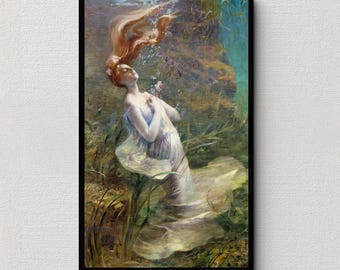 Ophelia (1895) | Paul Steck | Vintage Wall Art | Victorian Art Print | Classic Portrait | Home Decor | Antique Painting | Literature