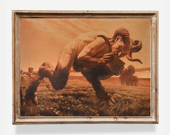 The Hour of The Faun (1920) | Carlos Schwabe | Creepy Painting | Vintage Fine Art Print | Gothic Wall Art | Goth Decor | Demon | Spooky