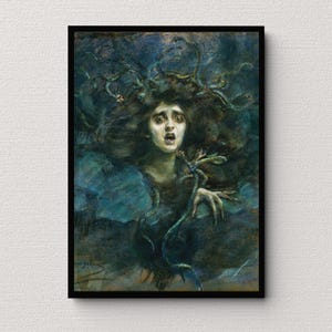 Medusa (1892) | Alice Pike Barney | Mythology Painting | Vintage Wall Art | Antique Home Decor | Creepy Art | Gothic Art | Moody Print
