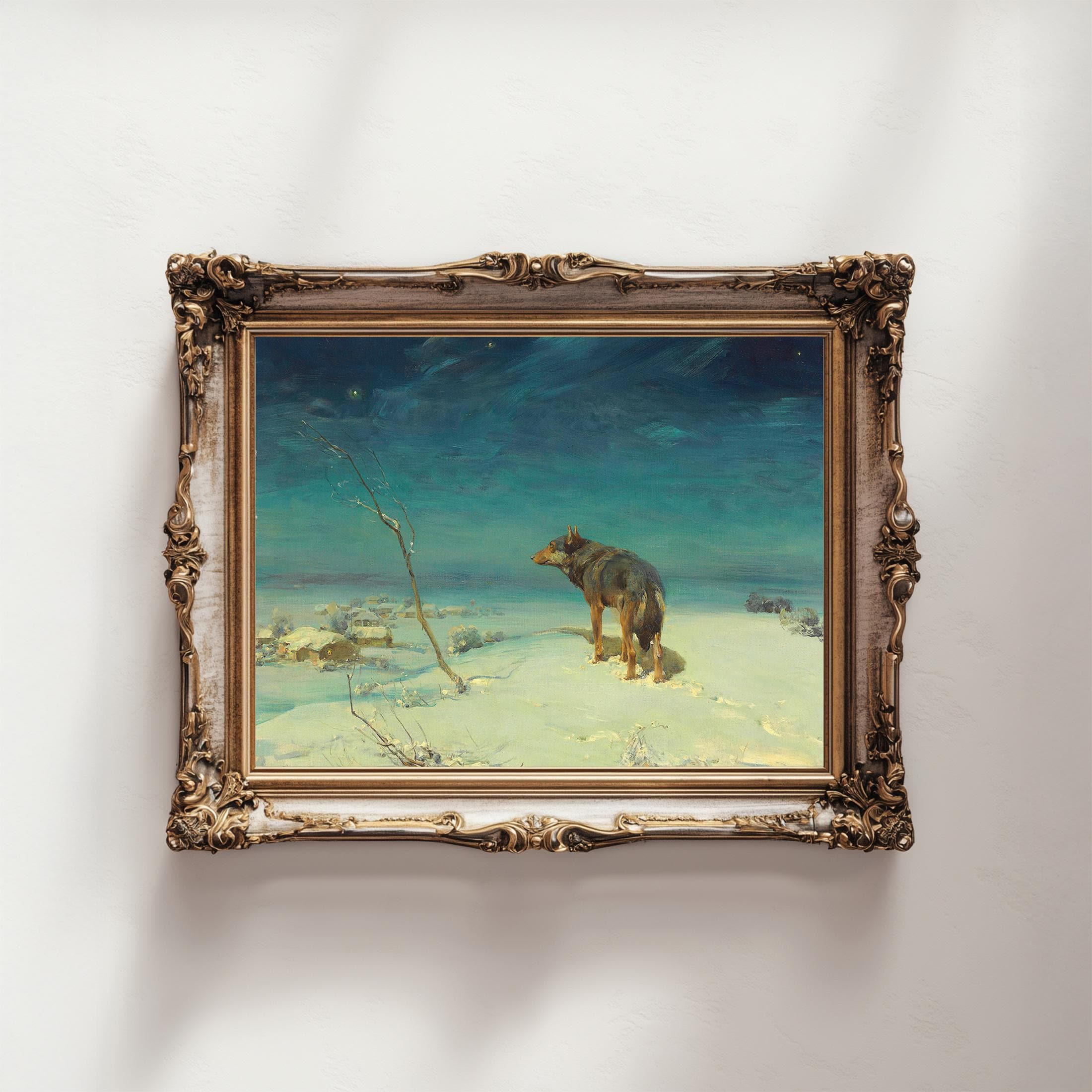 The Lone Wolf | Alfred Kowalski | Vintage Wolf Painting | Antique
