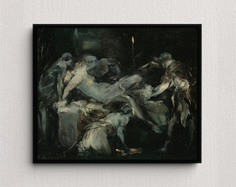 Birth Scene (1870) | Jean-Baptiste Carpeaux | Vintage Gothic Art Print | Creepy Painting | Spooky Abstract Wall Art | Gothic Home Decor