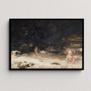 Death of the Year (1912) | Charles Sims | Creepy Vintage Painting | Gothic Wall Art | Goth Art Print | Dark and Moody | Antique Decor