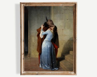 The Kiss (1859) | Francesco Hayez | Vintage Victorian Painting | Romantic Wall Art | Antique Print | Cute Home Decor | 19th Century Fine Art