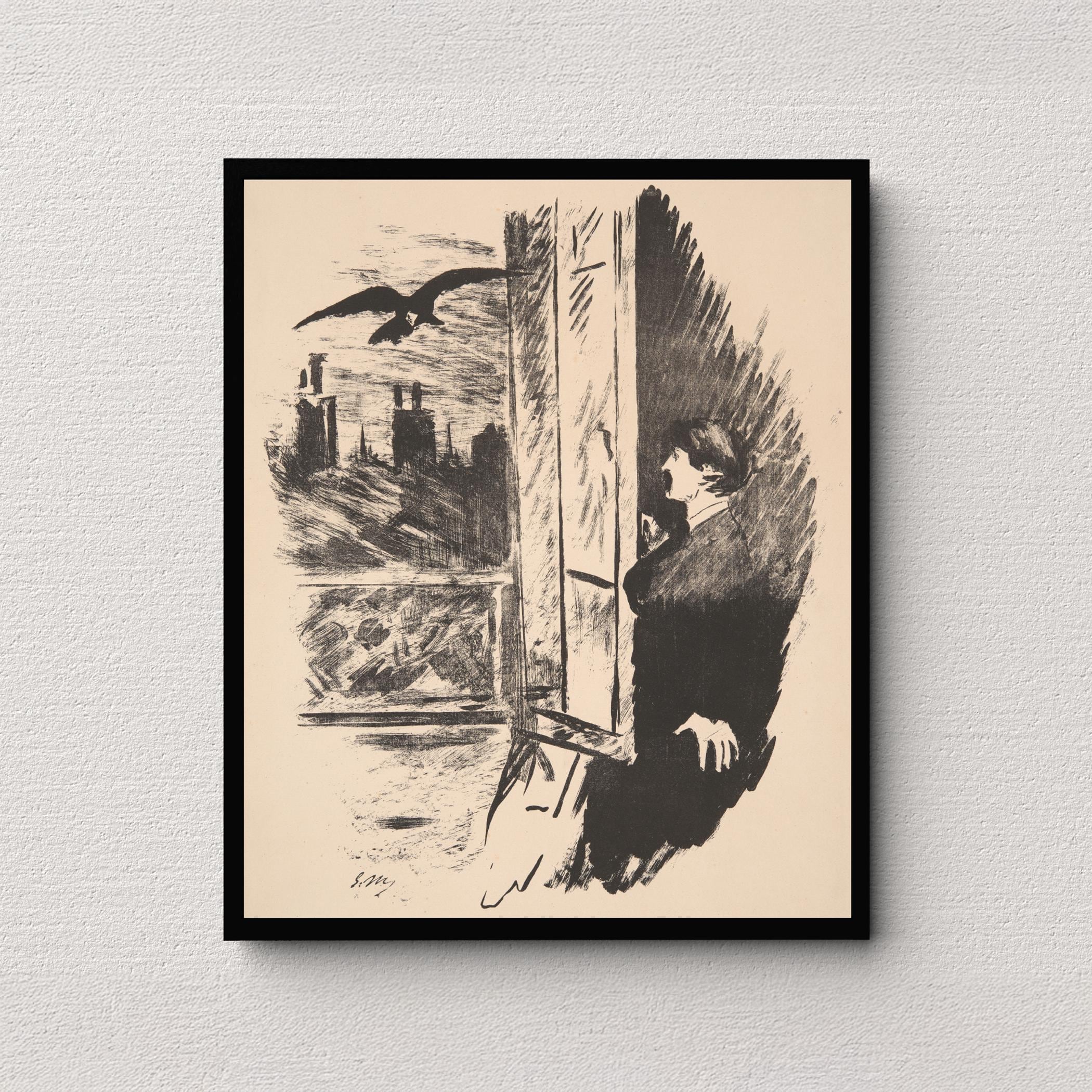 FEASRT The Raven Tapisserie Nevermore - Décoration murale vintage Poe
