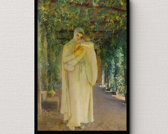 Madonna della Vite (1888) / Pascal Dagnan-Bouveret / Stampa d'arte religiosa / Arte murale d'epoca / Dipinto della Vergine Maria / Arredamento antico