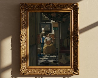 A Carta de Amor (1670) | Vermeer | Pintura Clássica | Gravura da Era de Ouro Holandesa | Arte de Museu | Decoração Vintage para Casa