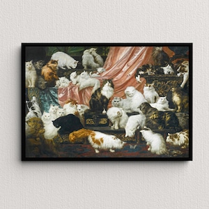My Wife&#39;s Lovers | Carl Kahler | Vintage Cat Painting | Cute Animal Art Print | Kitty Wall Art | Antique Fine Art | Cute Home Decor
