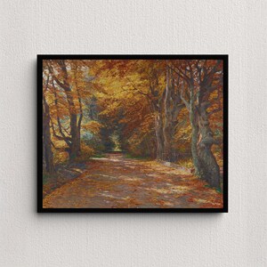 Autumnal Avenue (1900) | Olga Wisinger-Florian | Autumn Landscape Painting | Fall Art Print | Nature Wall Art | Moody | Rustic Countryside