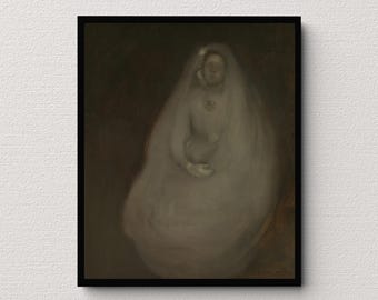 The First Communion (1896) | Eugène Carriere | Vintage Gothic Art Print | Creepy Painting | Spooky Abstract Wall Art | Gothic Home Decor