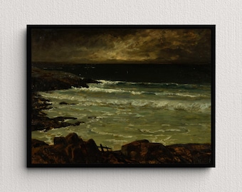 Stormy Weather at Sea (1904) | Charles Cottet | Seascape Painting | Vintage Ocean Art Print | Victorian Wall Art | Coastal Scene | Beach Art