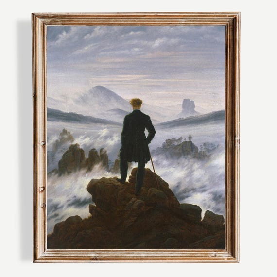 ヴィンテージのプリント絵画 霧の海の上の放浪者（1818） | カスパー・ダーヴィト・フリードリヒ
