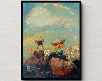 Butterflies (1910) | Odilon Redon | Abstract Painting | Surrealism | Surreal Wall Art | Dreamy Art Print | Vintage Home Decor | Antique
