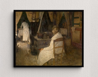 At the Waffle House (1895) | Charles Mertens | Vintage Painting | Kitchen Decor | Restaurant Art Print | Dining Room Decor | Antique
