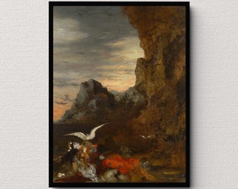 The Death of Sappho (1872) | Gustave Moreau | Ancient Greek Wall Art | Mythology Painting | Dark and Moody Art Print | Gothic Decor