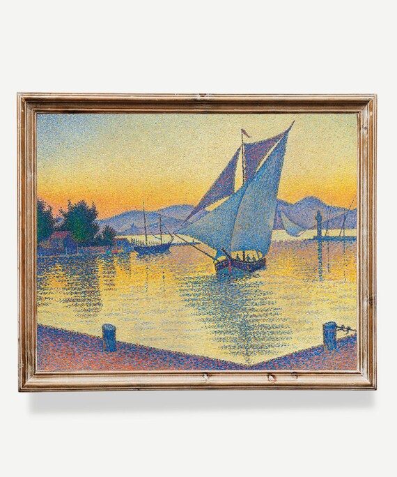 The Port at Sunset (saint-tropez) (1892) | Paul Signac | Vintage