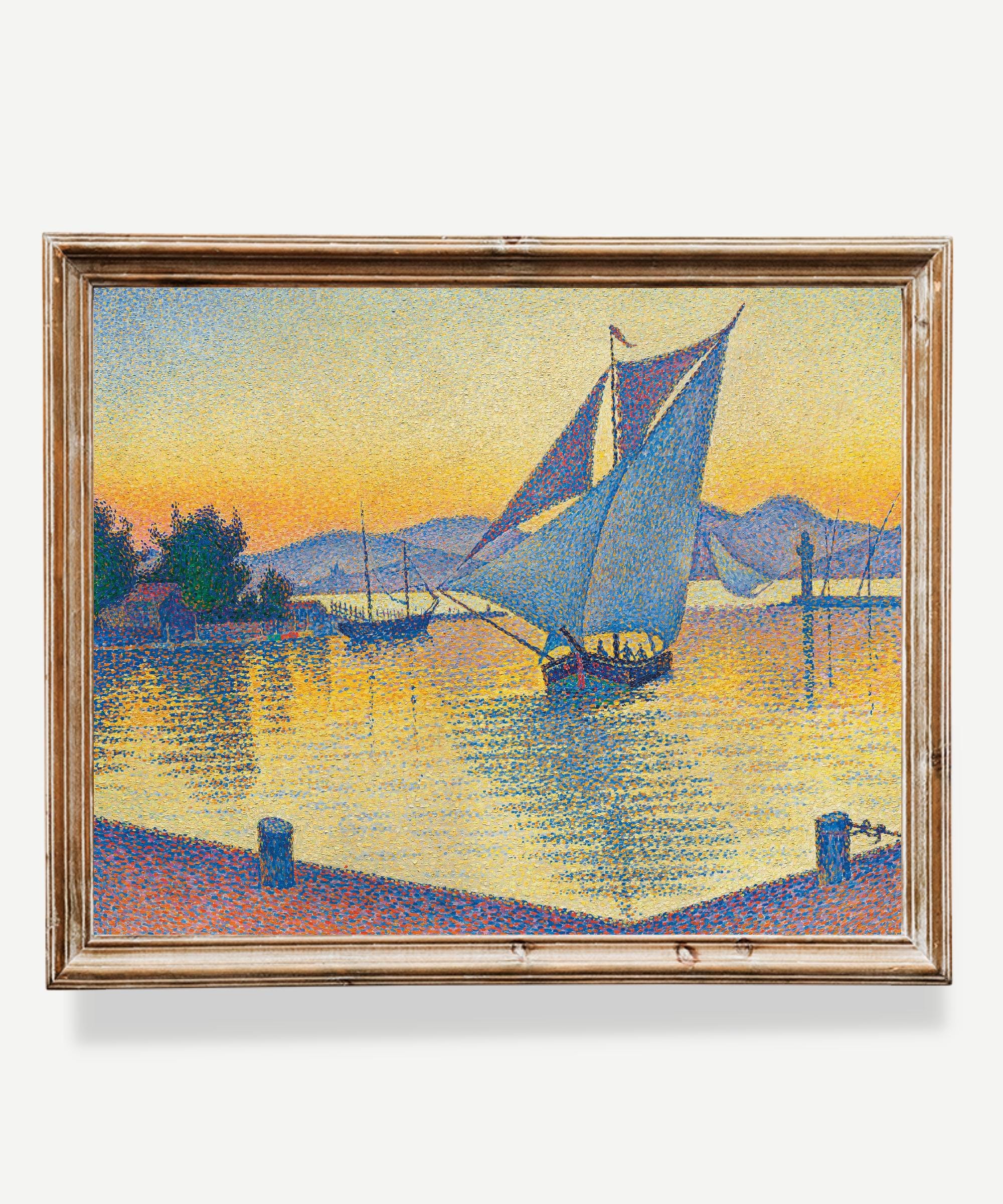 The Port at Sunset (saint-tropez) (1892) | Paul Signac | Vintage