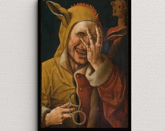 笑う愚か者（1500） | ジェイコブ・コルネリス | 不気味な道化師の絵画
