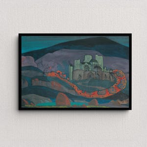 The Doomed City (1914) | Nicholas Roerich | Weird Vintage Art | Creepy Serpent Painting | Dark Fantasy Wall Art | Giant Snake