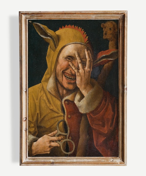 笑う愚か者（1500） | ジェイコブ・コルネリス | 不気味な道化師の絵画