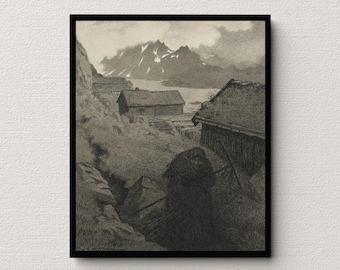 She Covers the Whole Country (1896) | Theodor Kittelsen | Gothic Wall Art | Creepy Home Decor | Vintage | Antique Print | Dark and Moody