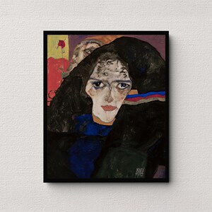 Mourning Woman (1912) | Egon Schiele | Spooky Vintage Art Print | Creepy Abstract Painting | Macabre Wall Art | Gothic Home Decor