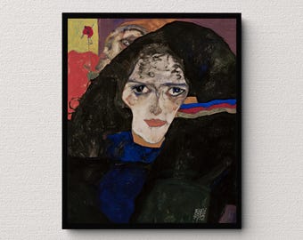 Mourning Woman (1912) | Egon Schiele | Spooky Vintage Art Print | Creepy Abstract Painting | Macabre Wall Art | Gothic Home Decor