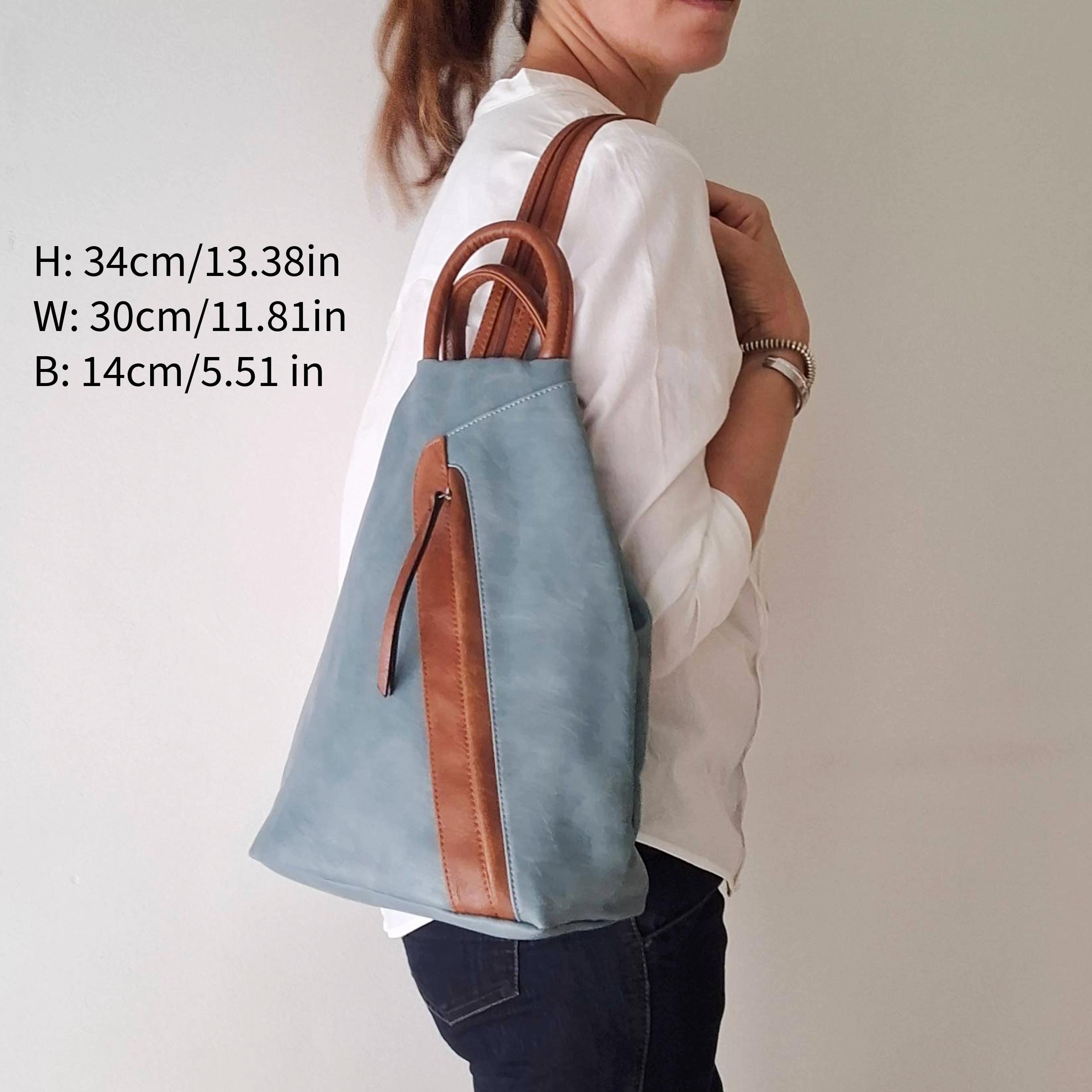 Vegan Leather Convertible Sling Backpack, 2 Pockets, Daypack Design Convertible Vegan Leather Backpack Sling Bag - Travel Safe  main image 3