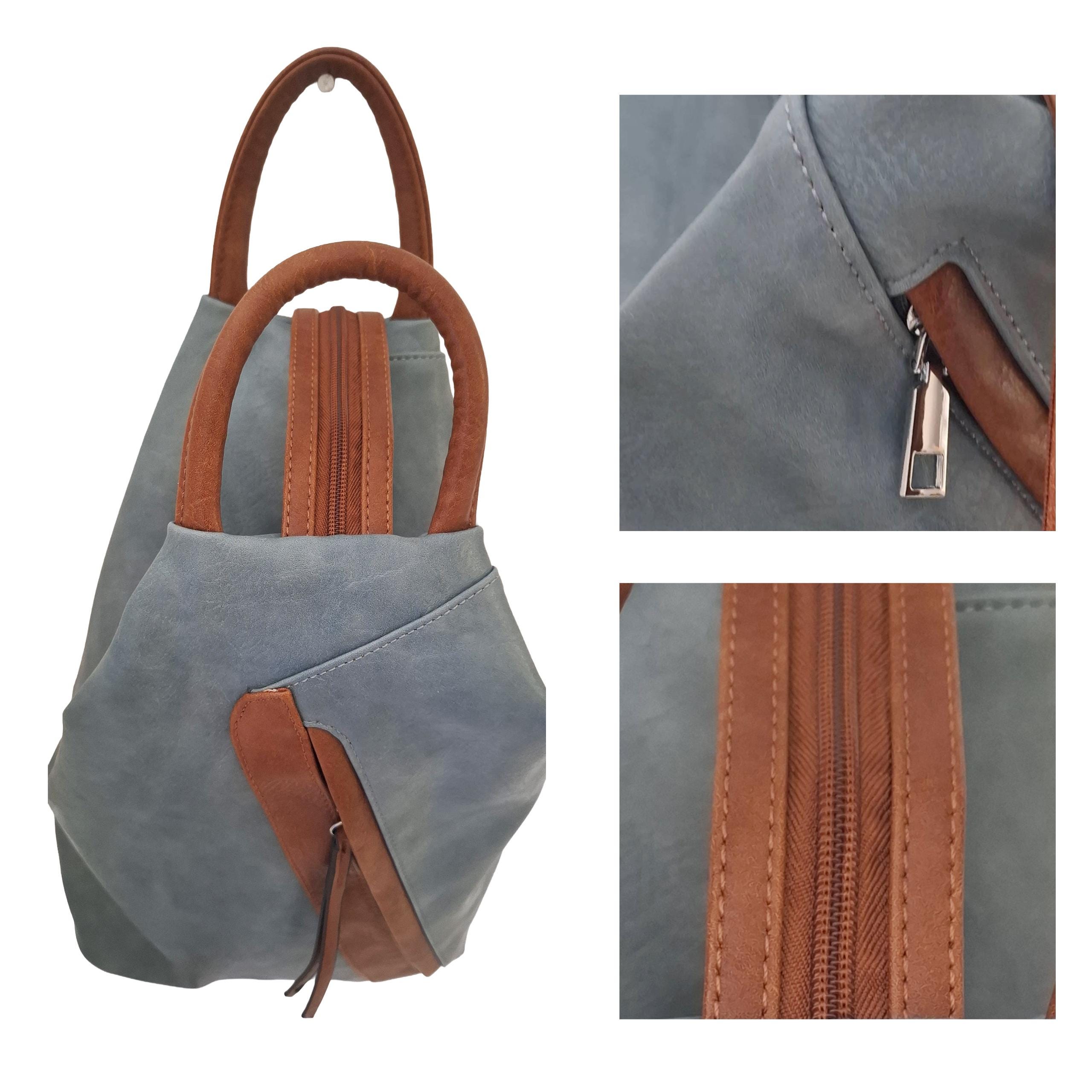 Vegan Leather Convertible Sling Backpack, 2 Pockets, Daypack Design Convertible Vegan Leather Backpack Sling Bag - Travel Safe  main image 2