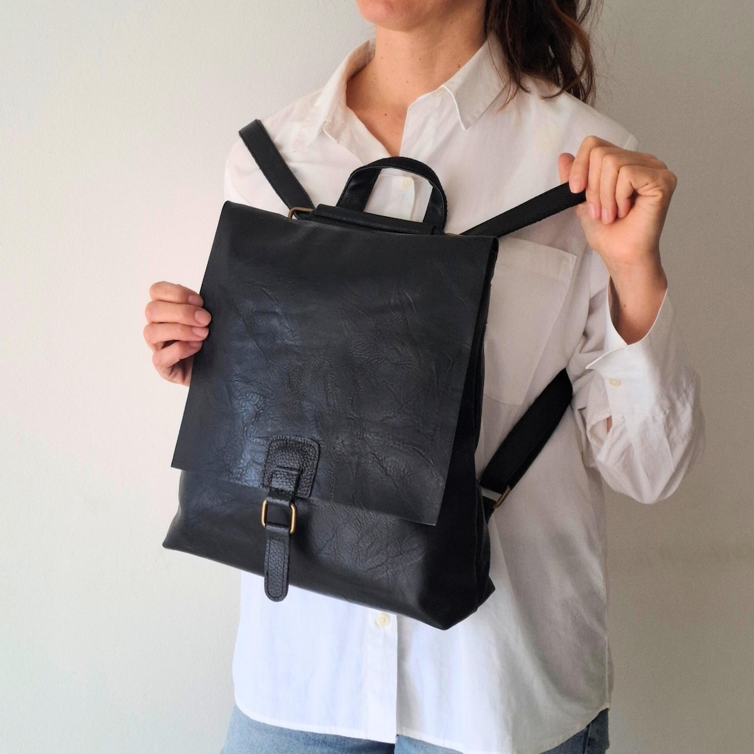 Vegan Leather Convertible Backpack Purse: Crossbody Laptop Bag - Etsy