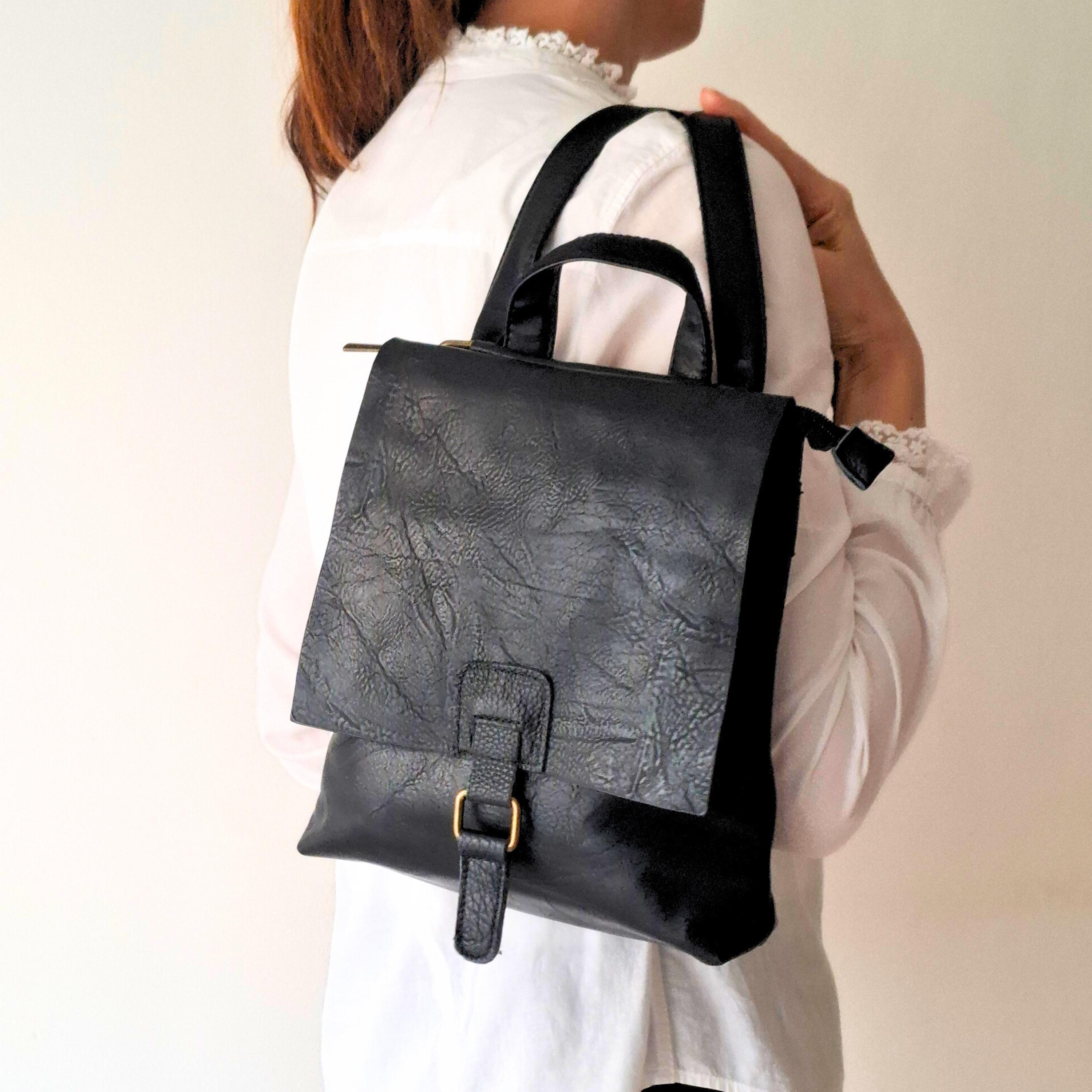 Vegan Leather Convertible Backpack Purse: Slim Crossbody 
