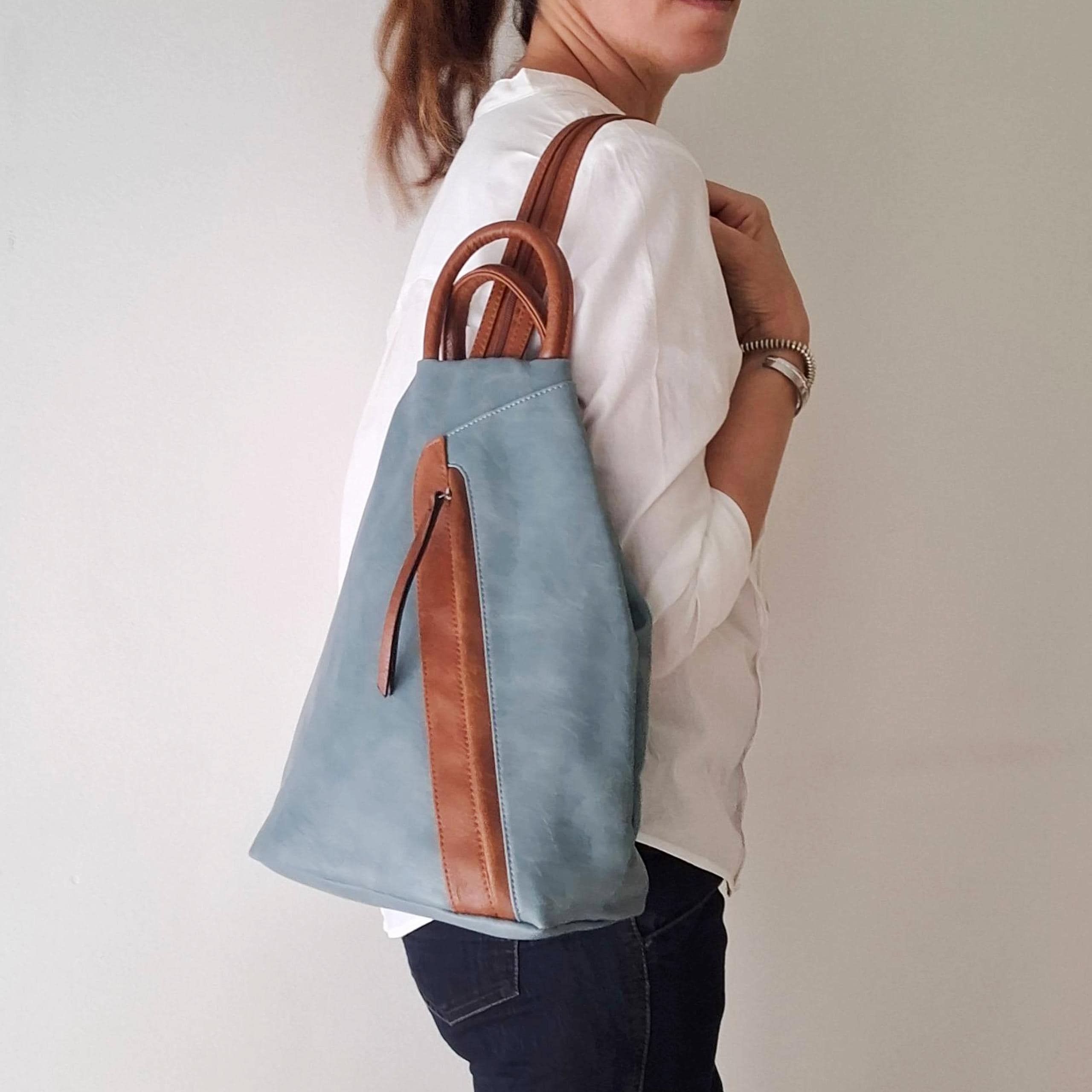 Small Vegan Leather Backpack Purse Convertible Daypack Travel Work Marvolia Mini Backpack for Women - Vegan Leather Small  main image 2