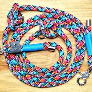 Tau Hundeleine PPM Seil leash handmade bunt blau verstellbar