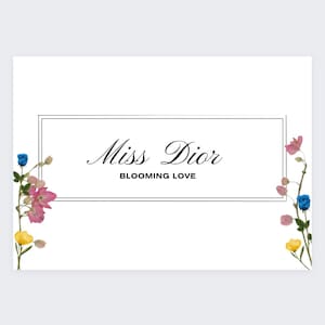Plantilla digital personalizable para caja de dama de honor con temática de Dior