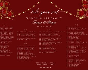 Personalized Traditional Wedding Ceremony Seating Chart