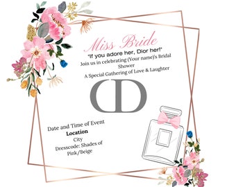 Miss “Dior Bride” Custom Bridal Invite Card Template