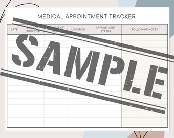 Medical Appointment Tracker Sheet. For personal use, loved ones, caretakers, providers and administrators