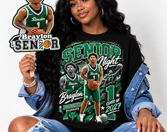 Senior Night Custom Player Photo Shirt, Personalized Athlete Name and Number TShirt, Football Mom Dad Tee, Team Spirit Shirt Class of 2027