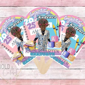 Kindergarten Graduation Fans/Personalized Photo & Name, Custom Grad Hand Fan/Perfect for Preschool and Kindergarten Graduation Party Printed