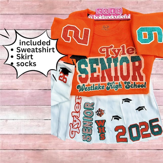 Senior Skirt Combo - Senior Sets/Grad Set Graduation Senior Outfit Set -Sweater & Skirt, Class of 2026 School Spirit Apparel/Senior Pictures