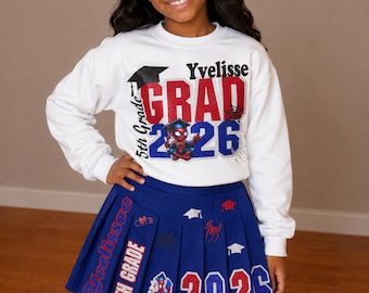 5Th Grade Graduation Skirt Set Combo /Character Graduation skirt Set / 5th Grade Graduation Outfit / Class of 2026 Pleated Skirt