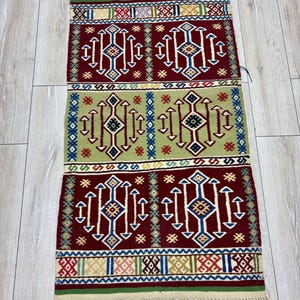 Handwoven Wool Kilim Rug,Vintage Turkish Carpet,Bohemian Decor,Anatolian Traditional Rug,Boho Area Rug,136x76 cm