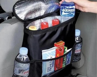 Car Backseat Organizer with Insulated Cooler Bag | Hot & Cold Storage Travel Accessory