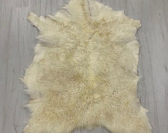 Organically Tanned Sheepskin Pelt, Creamy White, Home Decor (100x70 cm)