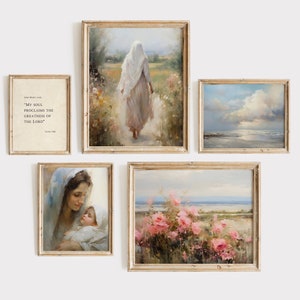 Mother Mary Gallery Set Catholic Wall Art Printables Virgin Mary Paintings Modern Catholic Art Gift Christian Prints Luke1:46