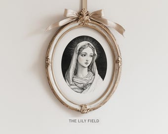 Virgin Mary Print Catholic Printable Art Digital Download Vintage Marian Wall Art Prayer Corner Decor