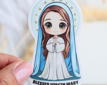 Blessed Virgin Mary Vinyl Sticker – Marian Catholic Sticker for Bible, Laptop, or Journal