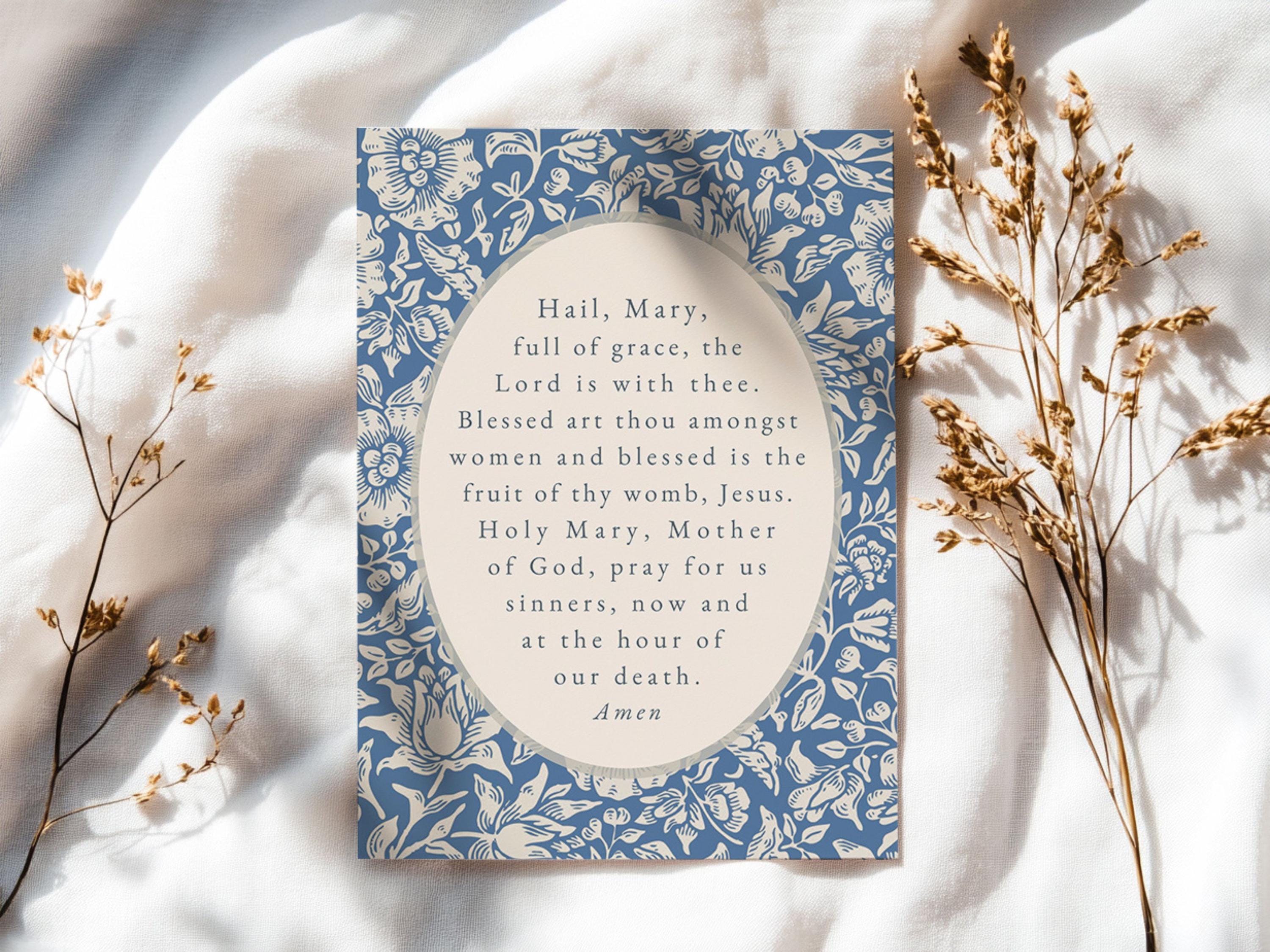 Hail Mary Prayer Printable Catholic Wall Art Digital Download Marian ...