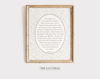 Memorare Prayer Catholic Art Print: Vintage Marian Devotion (Digital Download